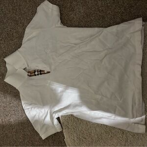 Burberry White Polo with Checkered Detail